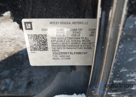 2020 Chevrolet Malibu Fwd Lt из США, поврежденный, VIN 1G1ZD5STXLF089747